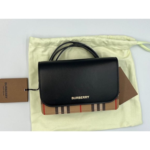 Burberry Hampshire Canvas Compact Leather Check Pattern Shoulder/Crossbody Bag - Picture 13 of 13